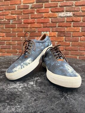 Polo by Ralph Lauren Blue Floral Canvas Sneakers. Size 12D